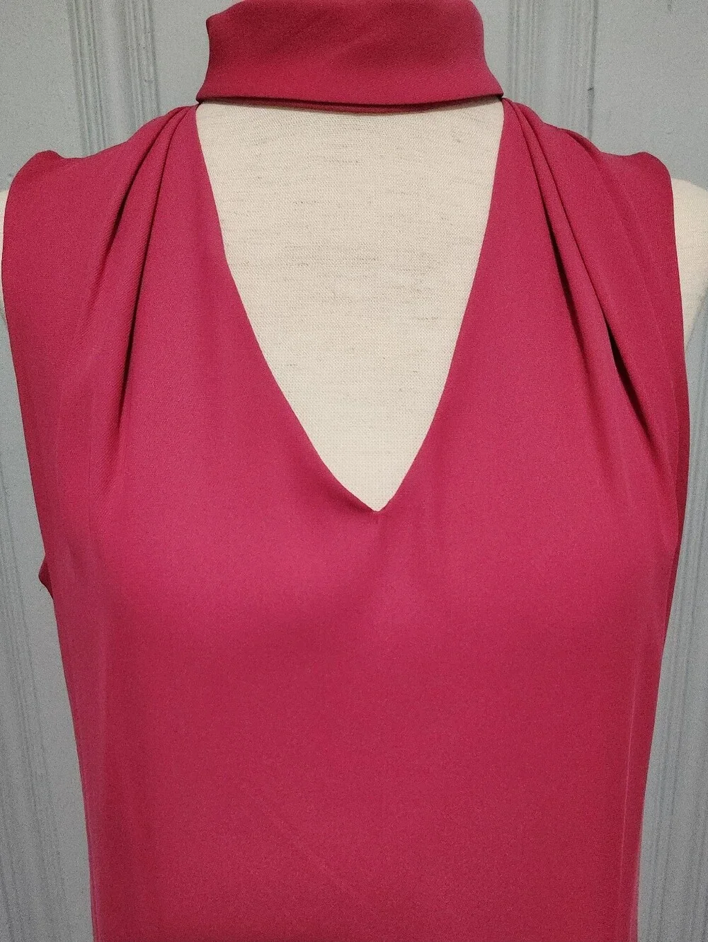 WHBM LIKE NEW Hot Pink Sleeveless V-Neck Midi Dress